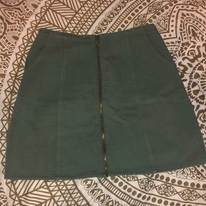 Olive Green Zip Up Skirt